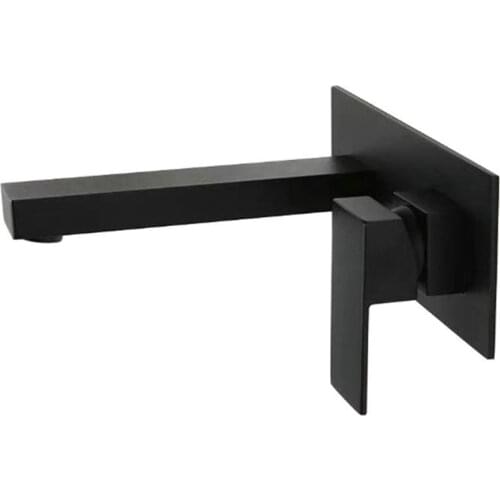 SHGO HOT-Luxury Black Bathroom Faucet in Wall Basin Faucet Basin Sink Tap Wall Mounted Copper Mixer Tap Bathtub Washstand Faucet