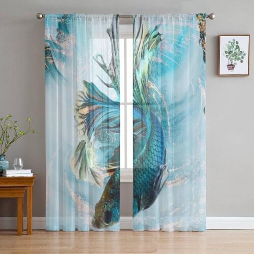 Tulle Curtains for Living Room Abstract Marble Betta Bedroom Study Window Sheer Curtains Kitchen Balcony Interior Voile Curtains