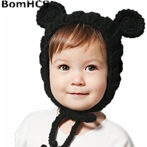 BomHCS Warm Winter Babys Hat Funny Cat Ear Handmade Knitted Beanie
