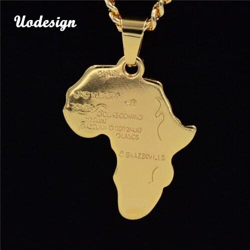 Uodesign Africa Map Pendant Necklace for Women/Men Gold Color Ethiopian Jewelry Wholesale African Maps Hiphop Necklace Item
