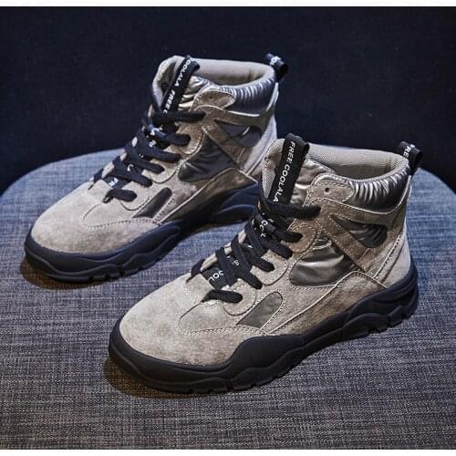 Woman Sneakers High Top Black 2019 Winter Autumn Female Warm Casual Shoes Platform Sneakers Shoes Woman Hook Loop R4-50