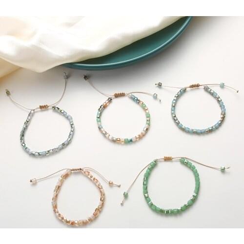 New Square Crystal Beaded Colorful Beads Bracelet for Women Bohemian Preppy Style wholesale