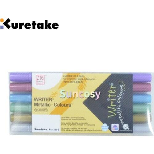 ZIG Kuretake WRITER Gold Silver Metallic Markers, Calligraphy Pens, MS-8000 Twin Tip 1.0mm & 1.2mm,Japan Lettering Pens