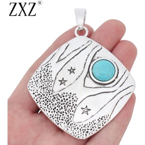 ZXZ 2pcs Large Tree Stars & Faux Turquoise Stone Charms Pendants for Necklace Jewelry Making Findings