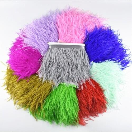 1 Meter 8-10CM Ostrich Feather Trims Natural Black White Ostrich Feather For Crafts Ribbon Fringe for Skirt Wedding Decor SD64
