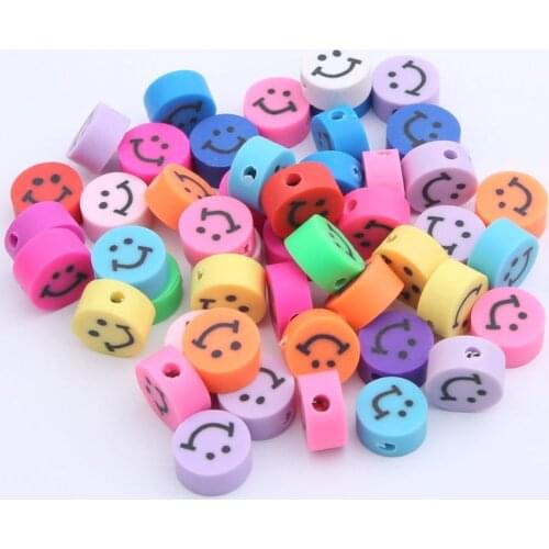 10g 10*5mm Mixed Smiley Beads Polymer Clay Spacer Beads Yellow Smiley Face Beads for Jewelry Making DIY Handmade Accessories
