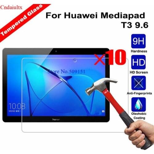 10 PCS Screen Protector Tempered Glass for Huawei MediaPad T3 10 AGS-L09 AGS-L03 9.6" Honor Play Pad 2 Protective Film Guide