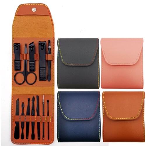 12Pcs/Set Pedicure Manicure Set Nail Cuticle Clippers Set Cleaner Case Tool Travel Portable Stainless Steel Nail Art Kit