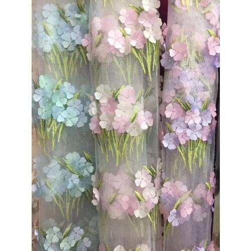 130*91cm flowers 3D Wedding bridal girl Dress Applique DIY Bridal Headdress scarf veil Lace Fabric Patch curtain table cover