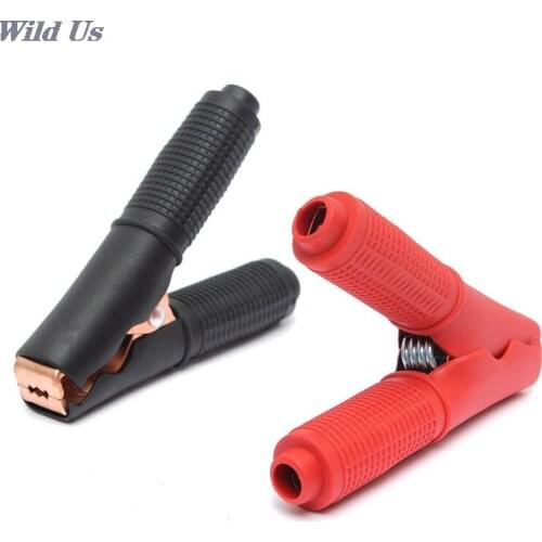 2Pcs Red+ Black Testing 90mm Alligator Clips Car Vehicle Battery Test Alligator Crocodile charging clip cable clamp