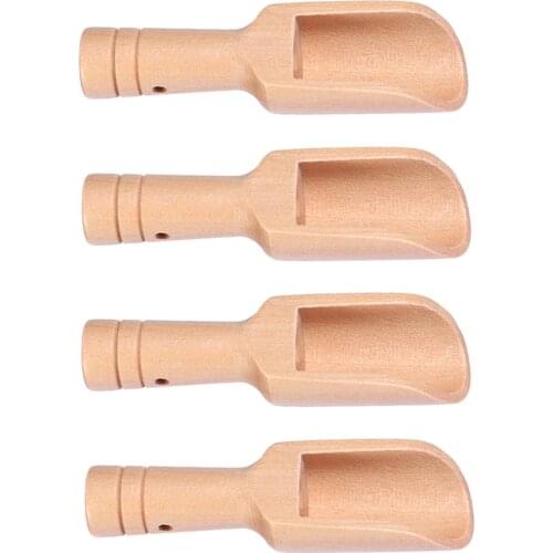 4pcs Wooden Round Handle Scoop Teaspoon Small Salt Shovel Milk Powder Scoops Wood Condiment Spoons Coffee Tea Mini Sugar Spoon