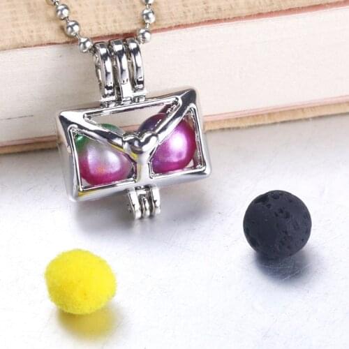 5pcs Envelope Pearl Cage Jewelry Making Bead Cage Locket Pendant Aromatherapy Essential Oil Diffuser Box For Oyster Pearl