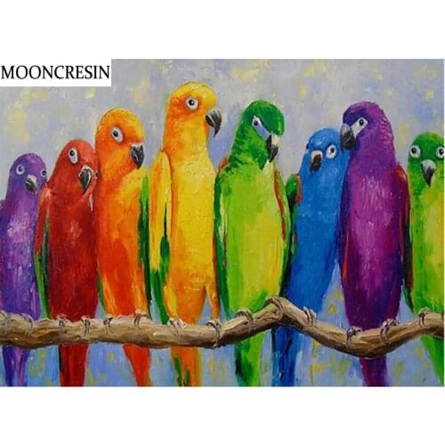 5D Diamond Painting Cross Stitch Animal Colorful Parrot Diamond Embroidery Full Square Mosaic Picture Of Rhinestone Home Decor
