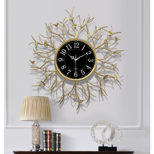 American 3D Wrought Iron Wall Clock Decoration Crafts Livingroom Home Mute Clock Wall Mural Ornaments Hotel Wall Sticker Pendant