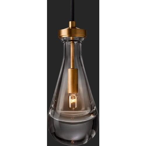 American light luxury all-copper glass duplex staircase lamp creative restaurant bedside lamp villa hotel lobby water drop light