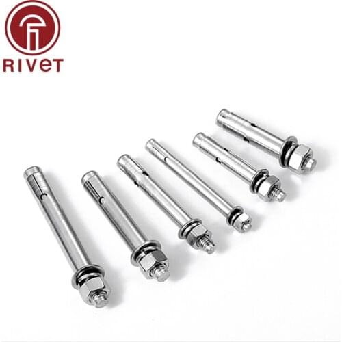 20/50/100 PCS 304 A2-70 Stainless Steel Expansion Screw Anchor Through Bolt M6 M8 M10 M16 Expansion Screw Bolt