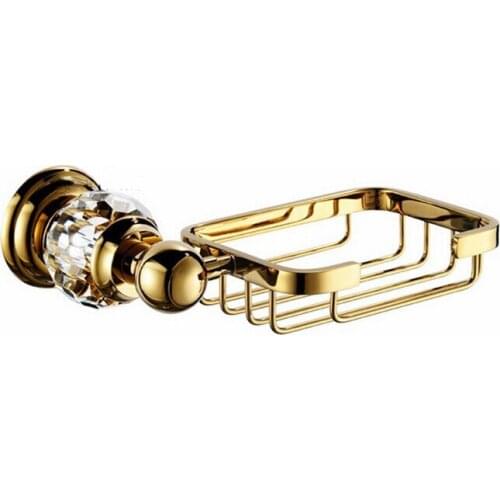 Free shipping Gold Finish BATHROOM ACCESSORIES SOAP BASKET Crystal Soap Holder/Soap Case