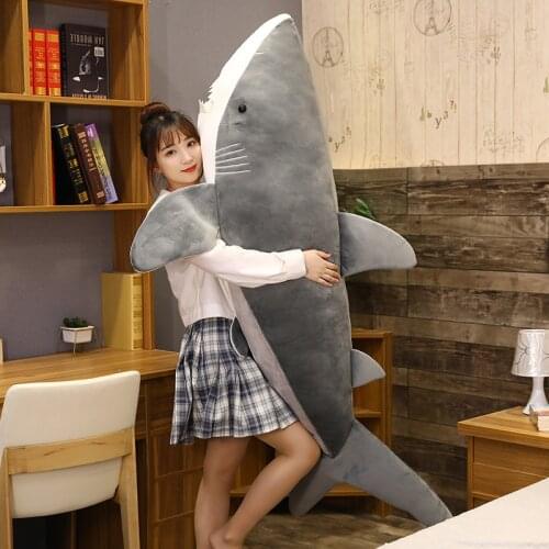 Big Size Soft Simulation Shark Plush Stuffed Sleeping Cute Pillow Cushion Animal Doll Gift For Children