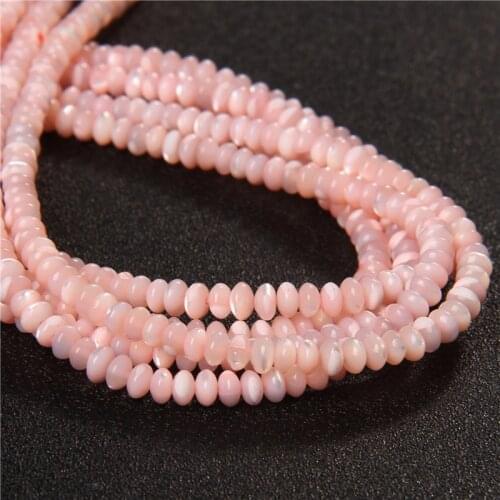 Wholesale Pink Mother of Pearl Rondelle Beads Natural Pearl Shell Beads for Jewelry Making Bracelet DIY Accessories 15" 3x5mm