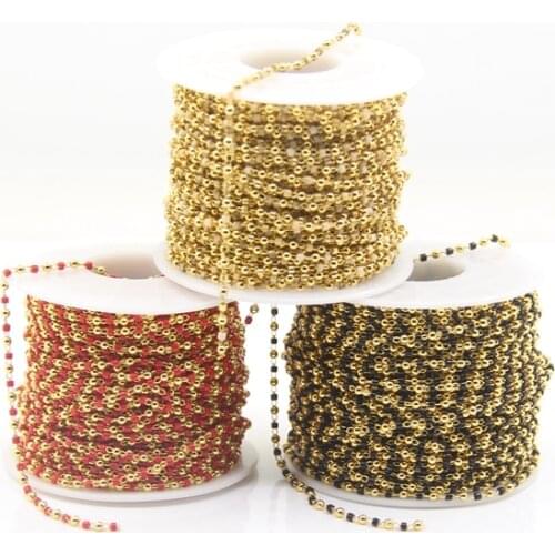 5Metre Plated Gold Brass Wire Wrapped Japanese seed beads Rosary Chain,11/0 Round Miyuki Delica Small beaded Chains Necklaces