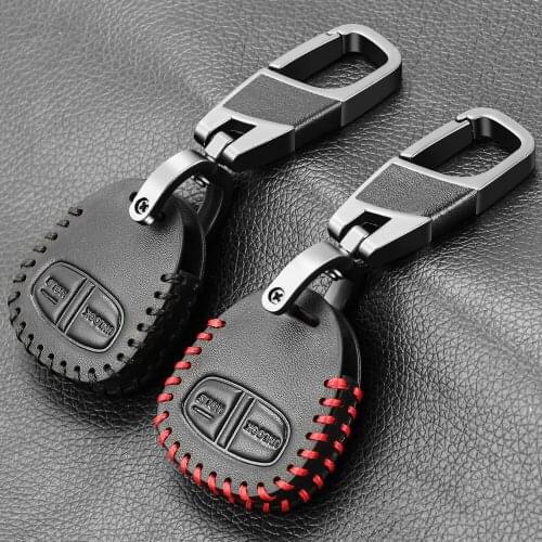 Car Remote Key Shell Case For Mitsubishi Lancer EX Evolution Grandis Outlander 2 Buttons Genuine Leather Key Case for Car