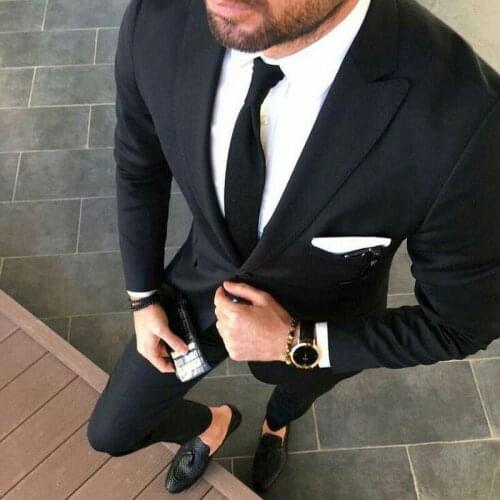 Business Black Suits Men 2019 Groom Tuxedo for Wedding traje hombre Prom Man Blazer Costume Homme Classic Terno Masculino 2Piece