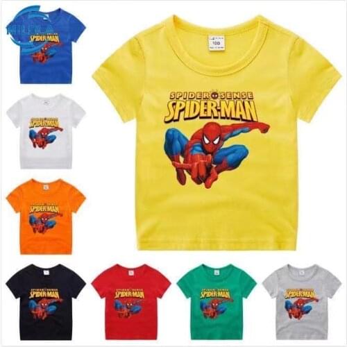 Cartoon Disney Spiderman Print Boy T-Shirts Cotton Short Sleeve Children Clothes Summer Kids Boy Girl Top Tee