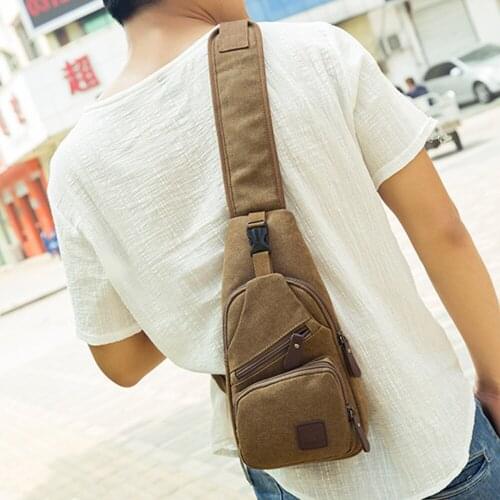 Canvas Multifunction Shoulder Messenger Bag for Men 2021 New Retro Waterproof Travel Crossbody Sling Bag Pack Chest Bag for Male