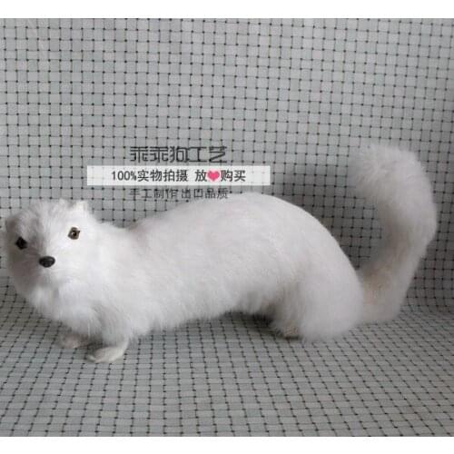 Simulation cute white mink 30x10x14cm model polyethylene&furs mink model home decoration props ,model gift d842