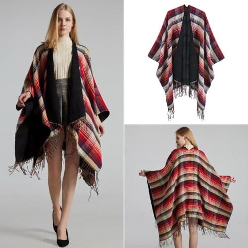 JTVOVO RUNMEIFA 2021 Checkered Tassel Imitation Cashmere Luxury Shawl Autumn And Winter Womens Fashion Scarf Warm Blanket Wrap