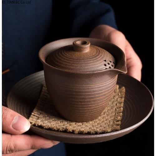 Handmade Stoneware Teapot Japanese Style Retro Ceramic Tea Drainer Creative Home Single Pot Retro Tea Maker Tea Set Accessories