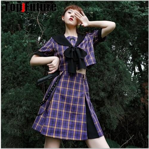 JK uniform SUIT[Saturn magic circle] Japanese purple skirt summer sailor suit gothic LOLITY set sweet LOLITY SUIT WITH CHAIN