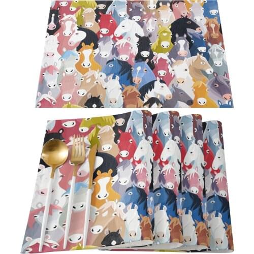 Horse Colorful Cartoon Table Mats for Dining Table Kitchen Table Coaster Accessories Modern Home Decor car coaster