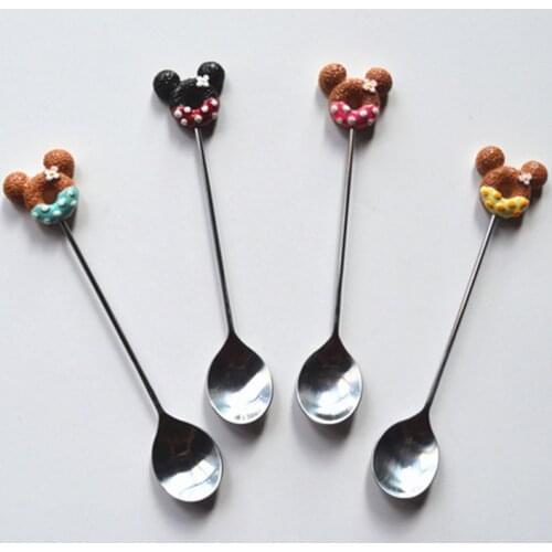 Candy Small Mini 304 Stainless Steel Doughnut Donuts Coffee Spoon Fruit Stirring Spoon Teaspoon Dessert Tea Spoon Tableware