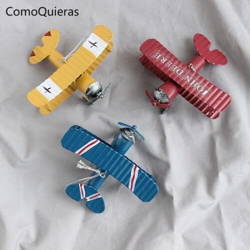 Metal Crafts Retro Airplane Model Ornaments Creative Nordic Home Decor Living Room Wine Cabinet Porch Decoration Furnishings