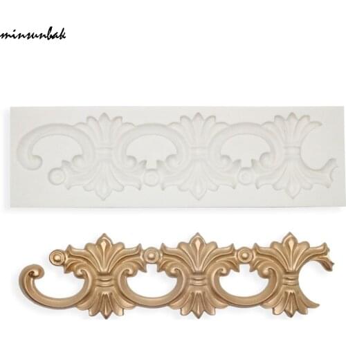 Minsunbak Cake Tools European Retro Embossed Pattern Fondant Silicone Mold Sugarcraft Wedding Cake Decoration Chocolate Mold
