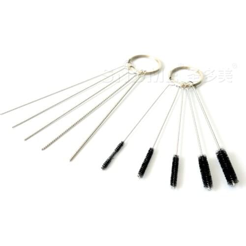 Model Tools Stainless Steel Airbrush Dredge Clean Through Pinhole Cleaning Brush 5pcs / set