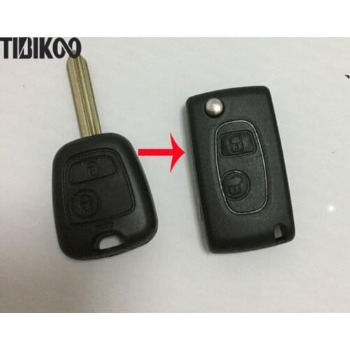 Modified Flip Folding Car Key Blanks for Citroen with SX9 Blade Remote Key Case 2 Buttons