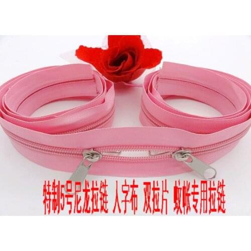 10M zip and 5PCS zip sliders pink 5#nylon zippers/ coil reversible double zip head/double sliders/for tent mosquito net