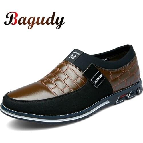 2019 New Autumn classic Leather Business Men Shoes Fashion design Casual Shoes Slip On Loafers Wedding Dress Shoes Big Size38-48