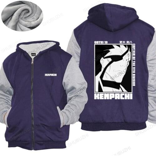 Cotton warm coat Men winter zipper Tops Trendy Mens Anime Manga Kenpachi Zaraki warm coat Graphic Bleach Brand thick hoody
