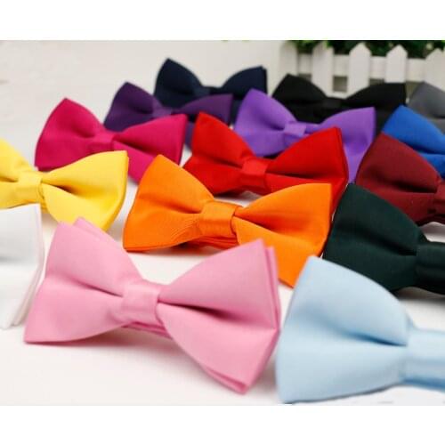 Mens Kids Bow Tie High Quality Flexible Bowtie Smooth Necktie Soft Matte Butterfly Decorative Pattern Solid Color Ties