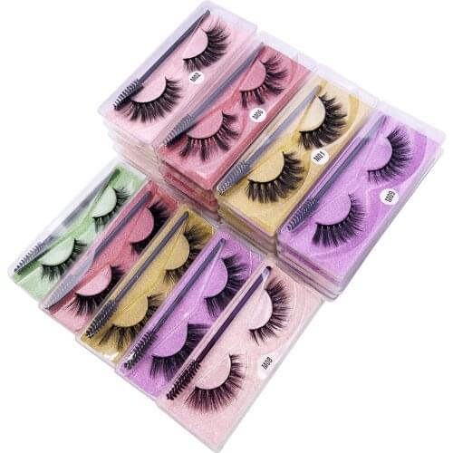 Natural 3D False Eyelashes with Brush Imitation Mink Eye Tail Extension Eyelashes Wholesale Party Makeup Winged Eyelashes Bulk