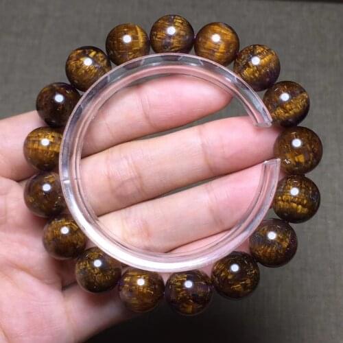 Natural Cacoxenite Purple Rutilated Quartz Bracelet 13.2mm Canada Women Men Round Beads Gold Rutilated AAAAAA