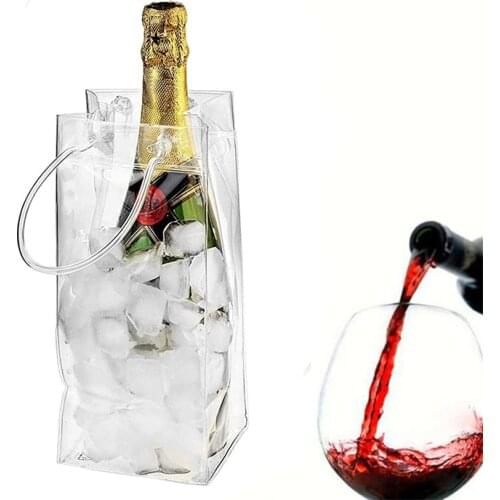 PVC Leakproof Ice Bag Wine Bottle Freezer Bag ECO Friendly Transparent Ice Pack Portable Ice Bucket Champagne Bottle Chiller