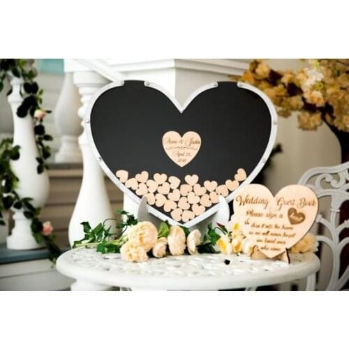 Personalize save the date sweet heart wedding wooden Alternative memory guestbooks with heart drop box top signature guest books