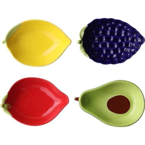Fruit Shape Plate Snack Tray Cute Kids Dining Plates Avocado Lemon