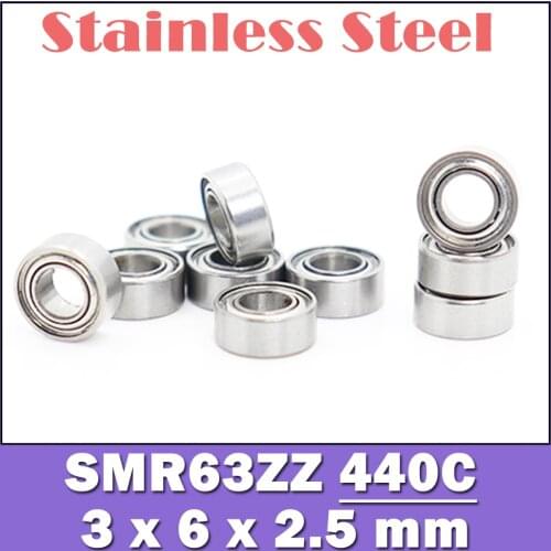 SMR63ZZ Bearing 3*6*2.5 mm ( 10PCS ) ABEC-1 Stainless Steel Ball Bearings Shielded SMR63Z SMR63 Z ZZ