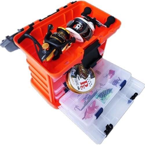 Portable 5 Layer Fishing Tackle Box Bag 27*17*26cm PP+ABS Plastic Handle Fishing Bait Box Carp Fishing Tools Accessories Storage