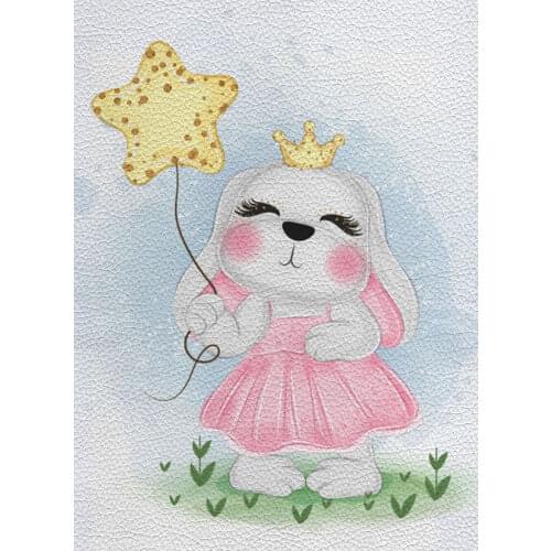 Cartoon animal rabbit imitation leather bed sheet family club decoration sewing cloth bag 22*30CM A4